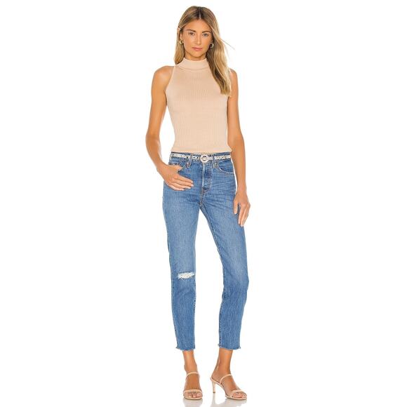 Levi's Denim - Levi's Jean Wedgie Icon High Rise Button Fly Athens Blue 25 Raw Hem Distressed